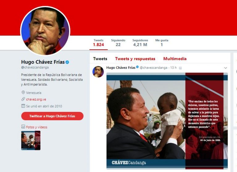 Cuenta de Hugo Chávez en Twitter es reactivada por su hija 