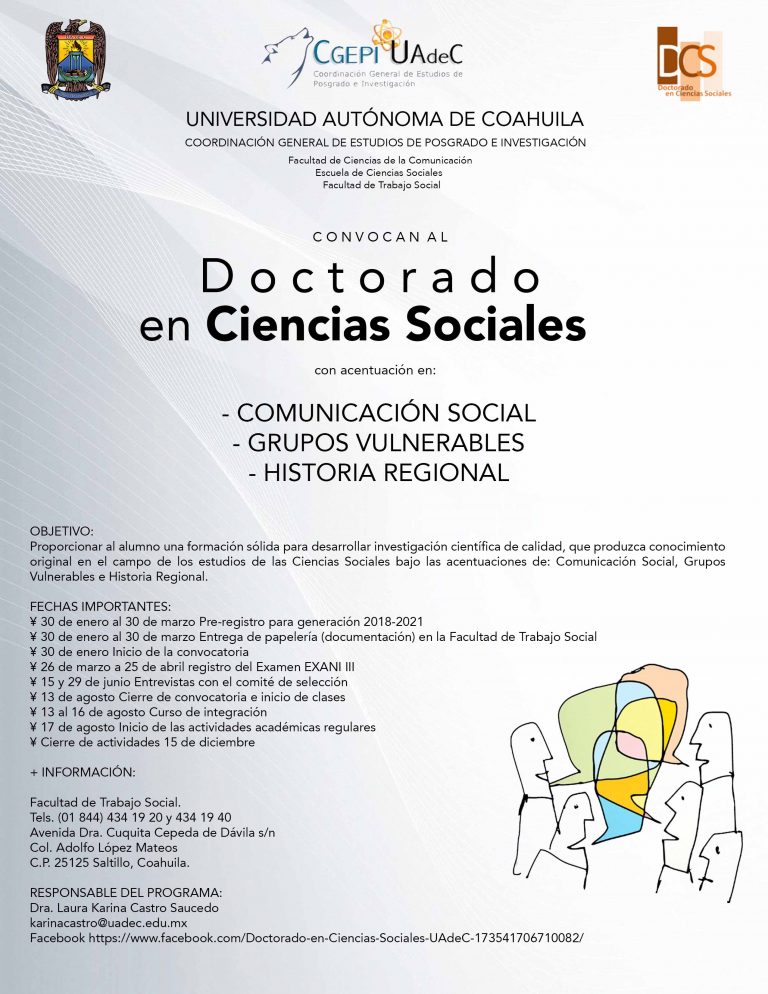 Convoca UA de C a cursar el Doctorado en Ciencias Sociales