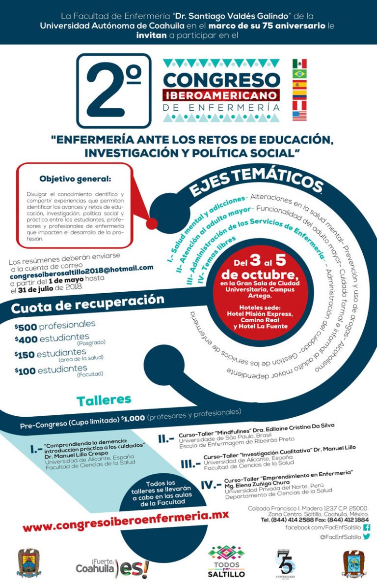 Convoca UA de C a Segundo Congreso Iberoamericano de Enfermería