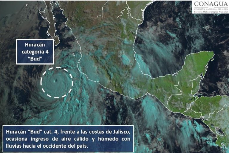 Huracán «Bud» sube a categoría cuatro en el Pacífico de México