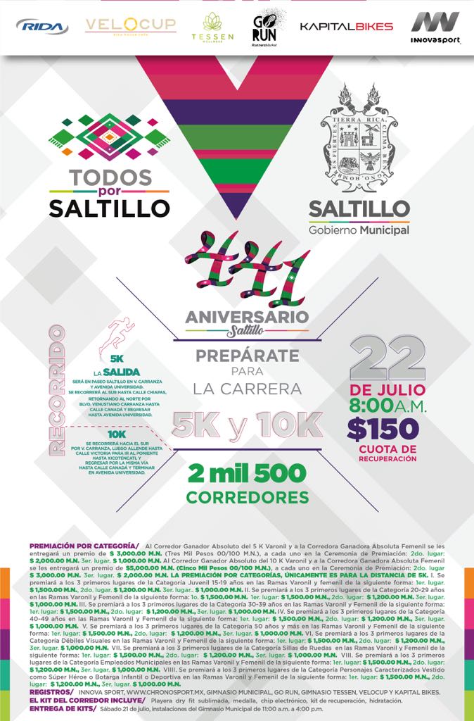 Últimos lugares para la carrera 5K y 10K Saltillo