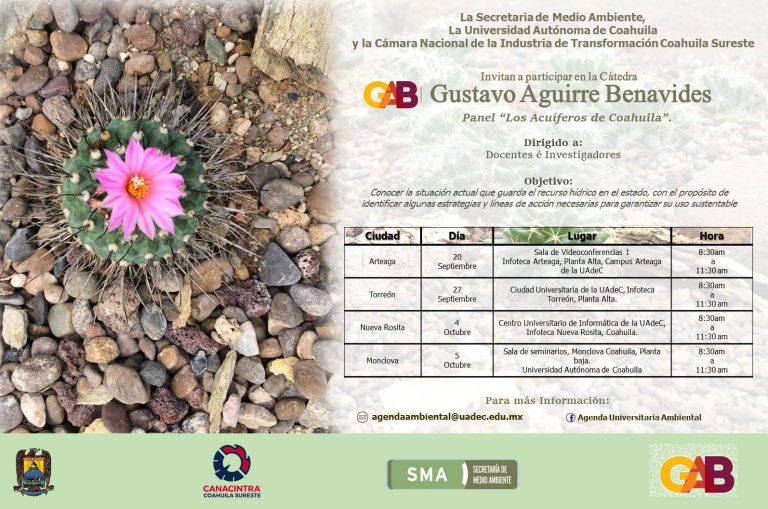 Invita UA de C a panel “Los Acuíferos de Coahuila” dentro de la Cátedra Gustavo Aguirre Benavides