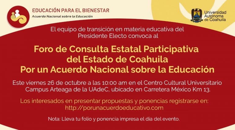 Ahora corresponde a Coahuila el foro de consulta educativo