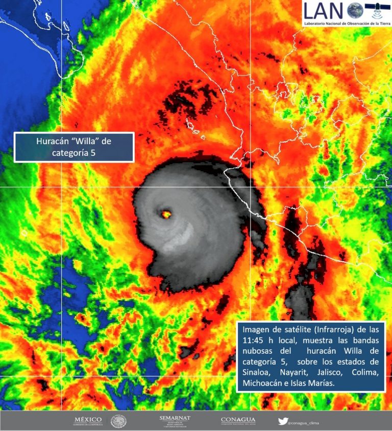 Se intensifica “Willa”, alcanza categoría 5 frente a costas de Jalisco