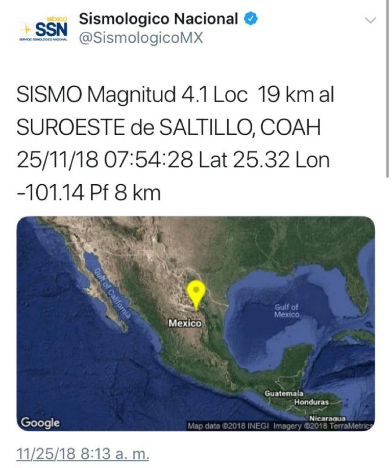 Tiembla en Saltillo, solo se registran daños menores