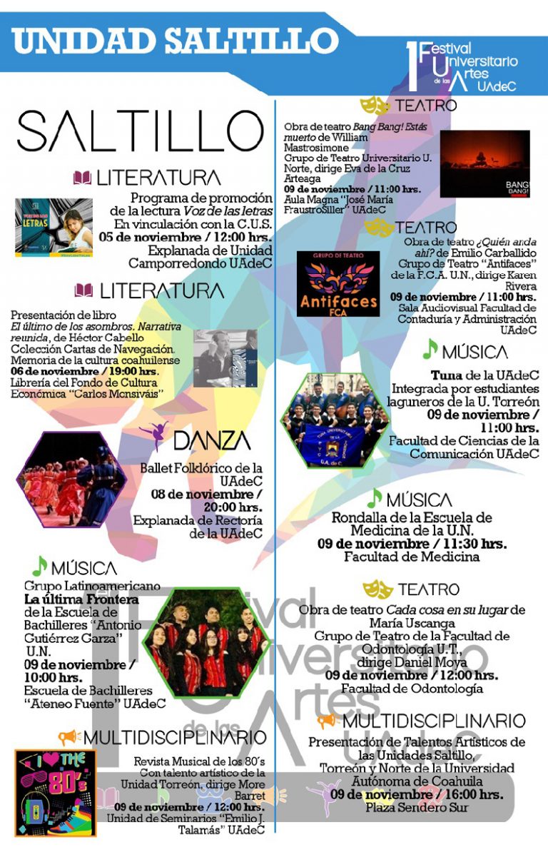 Disfruta de las actividades de la primera semana del “Festival Universitario de las Artes UA de C”