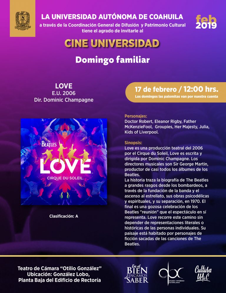 Invita Coordinación de Difusión y Patrimonio Cultural de la UA de C a disfrutar de ciclos de cine en febrero