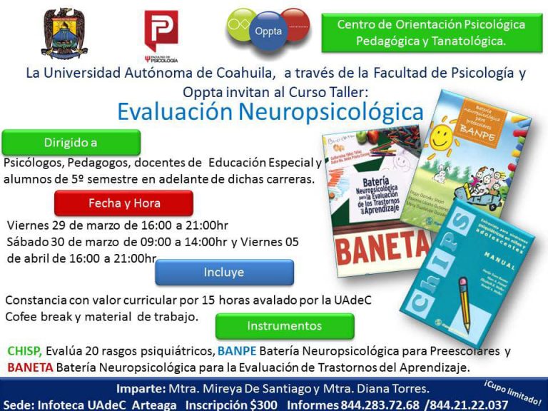 Convoca Facultad de Psicología a cursar el taller “Evaluación Neuropsicológica” 