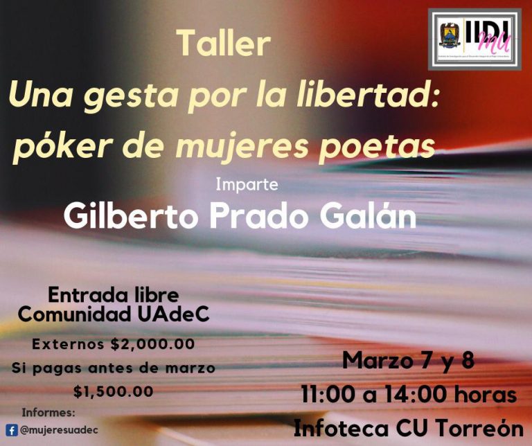 Invita UA de C a taller “Una gesta por la libertad: póker de mujeres poetas”