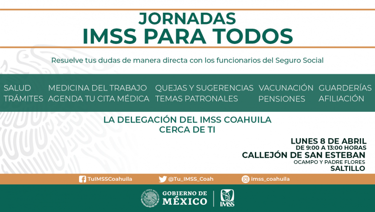 Este lunes, ofrecerá IMSS jornada de salud en Callejón San Esteban 