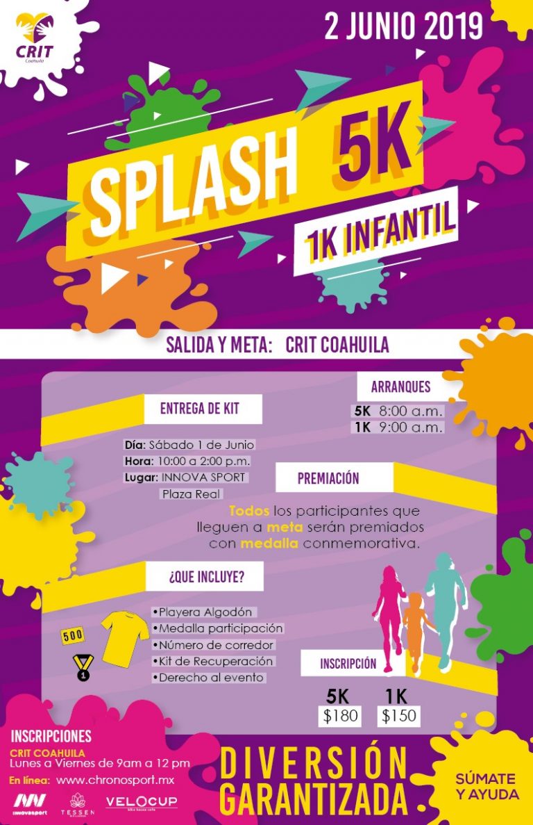 Invitan a carrera Splash 2019 en beneficio de CRIT Coahuila