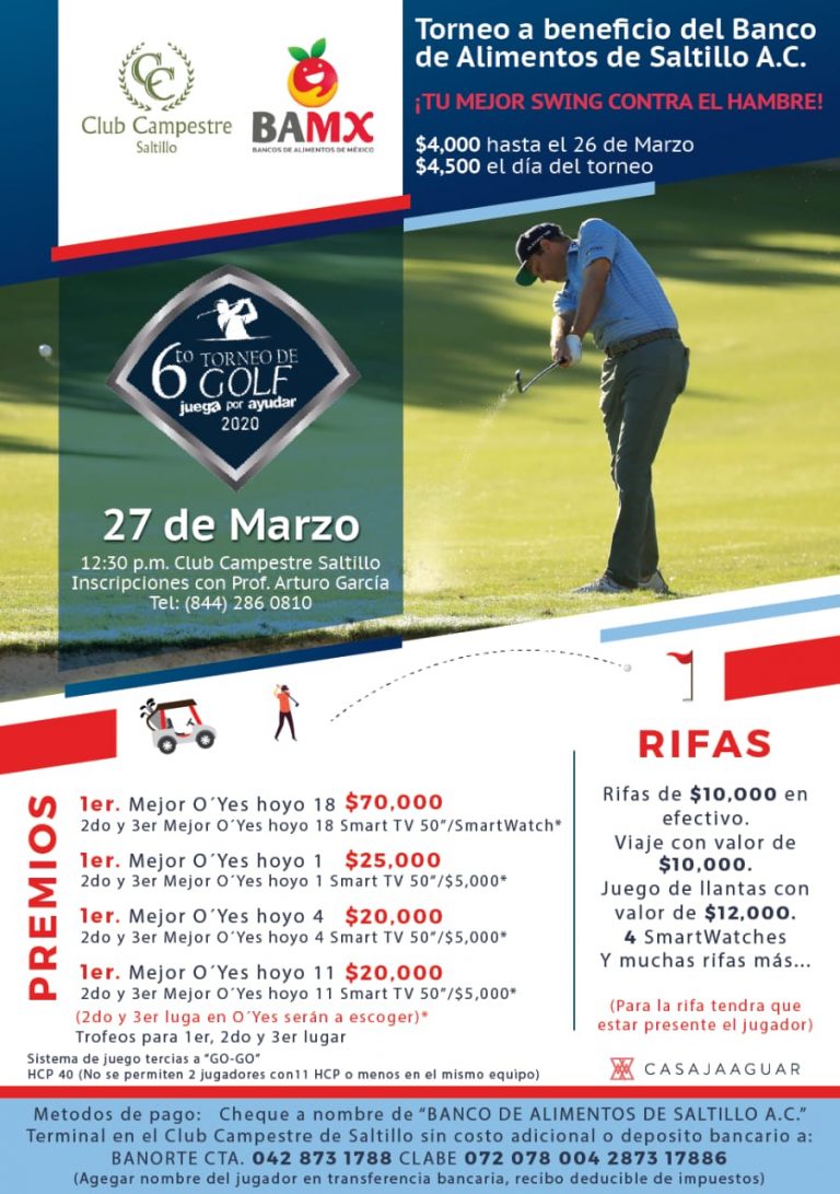 Alistan Sexto Torneo de Golf a beneficio de Banco de Alimentos