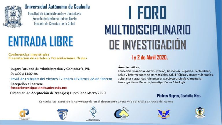 No te quedes fuera del primer Foro Multidisciplinario de Investigación de la UA de C en la Unidad Norte