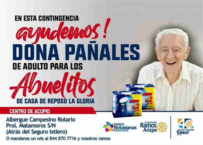 Club Rotario de Ramos Arizpe lanza campaña de recaudación de pañales para adulto mayor