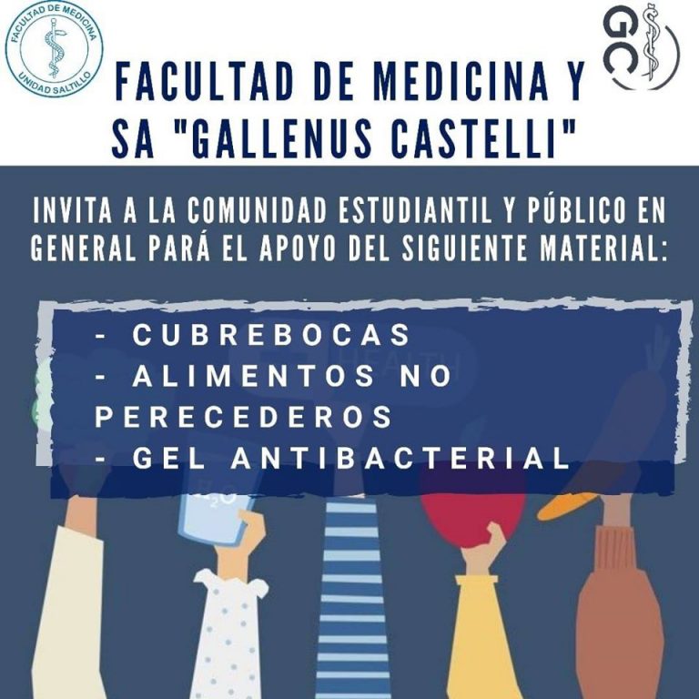 Invita Facultad de Medicina US de la UA de C a unirse para apoyar a personal médico y población vulnerable