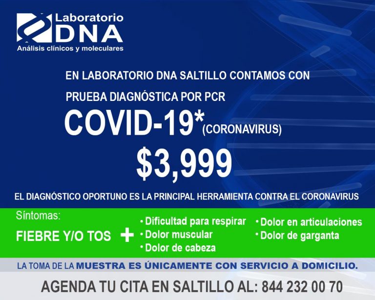 Ofrece laboratorio particular prueba de COVID-19 en Saltillo a casi 4 mil pesos