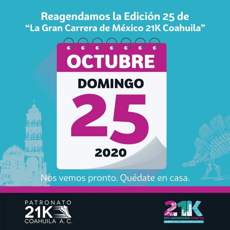 Posponen para el 25 de octubre la 21K Coahuila 2020