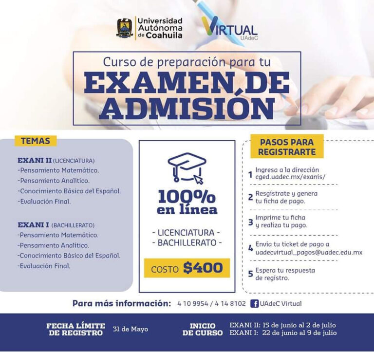 Concluye este 31 de mayo en UA de C el registro para el curso de preparación del examen de admisión EXANI I y EXANI II