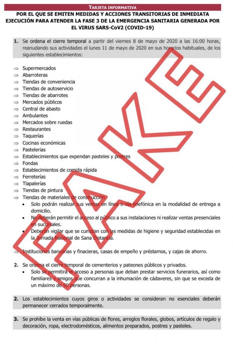 Falso, supuesto decreto de suspensión de actividades esenciales el fin de semana