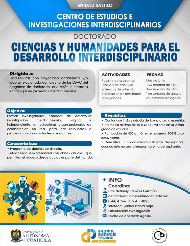 Invitan a «Doctorado Ciencias y Humanidades para el Desarrollo Interdisciplinario»