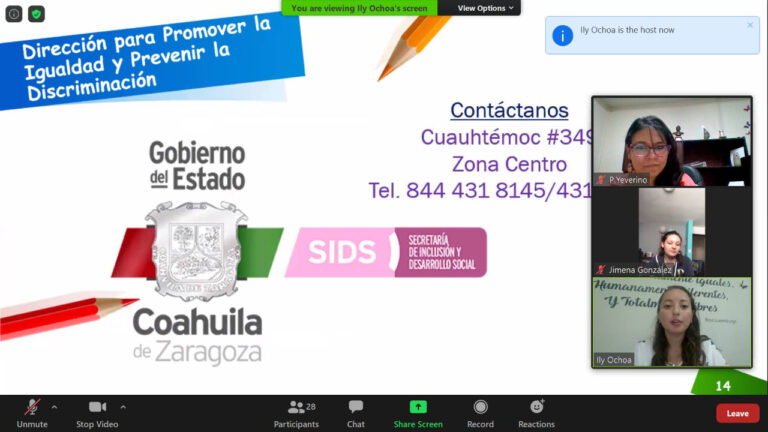 Coahuila continúa a través de plataformas digitales capacitando a estudiantes en temas de inclusión