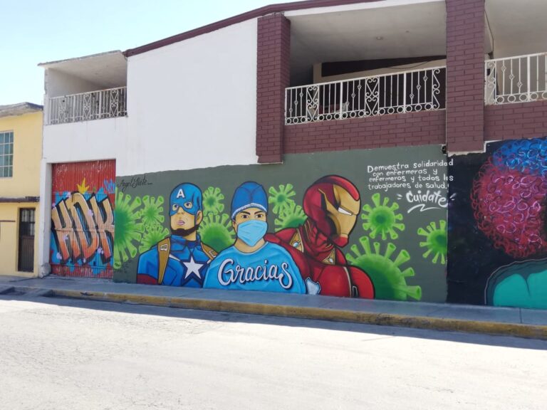 Crea saltillense mural en honor a personal médico que combate al Covid-19