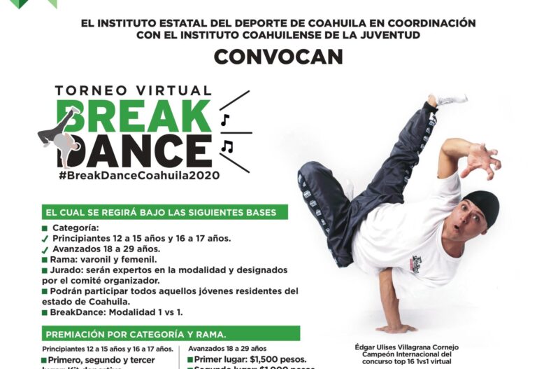 Coahuila convoca a la juventud a participar en torneo virtual de Break Dance