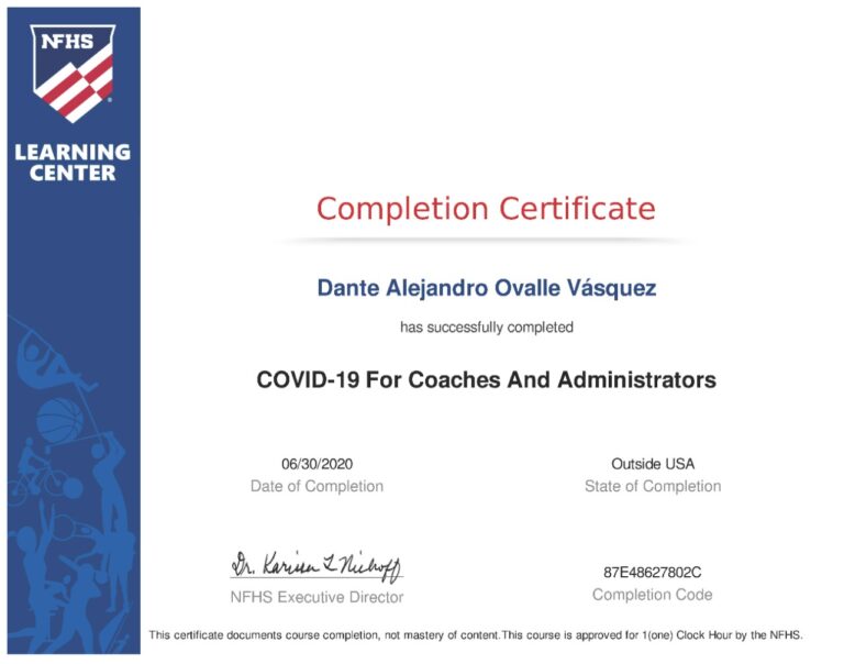 Continúa disponible certificación contra Covid-19 para entrenadores