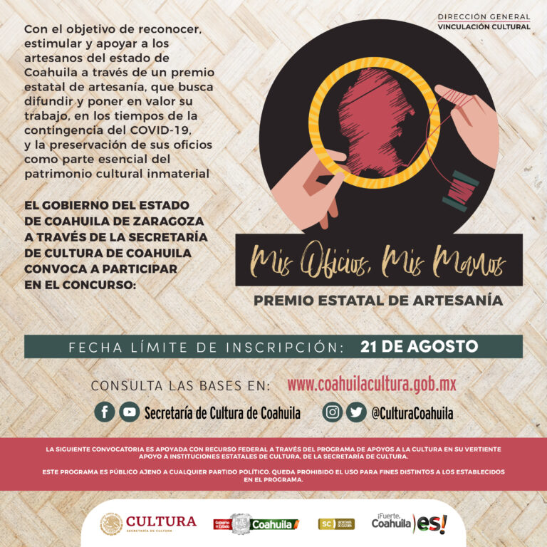 Invita Coahuila a participar en el Premio Estatal de Artesanía y en el Programa Territorio Escénico