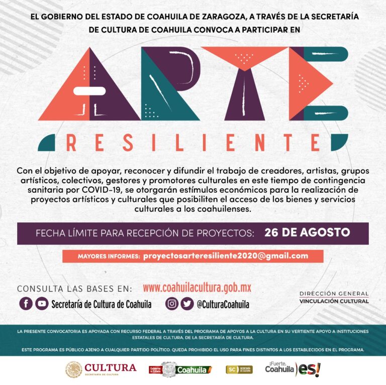 Invita Cultura Coahuila a participar en la convocatoria ‘Arte Resiliente’