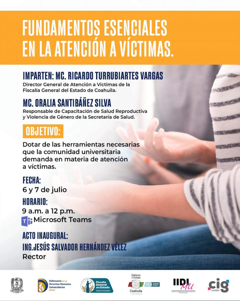 Invita UA de C al curso-taller “Fundamentos Esenciales en la Atención a Víctimas”