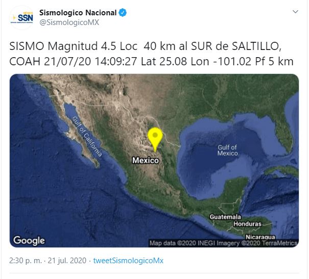 ¡TIEMBLA EN SALTILLO Y RAMOS!