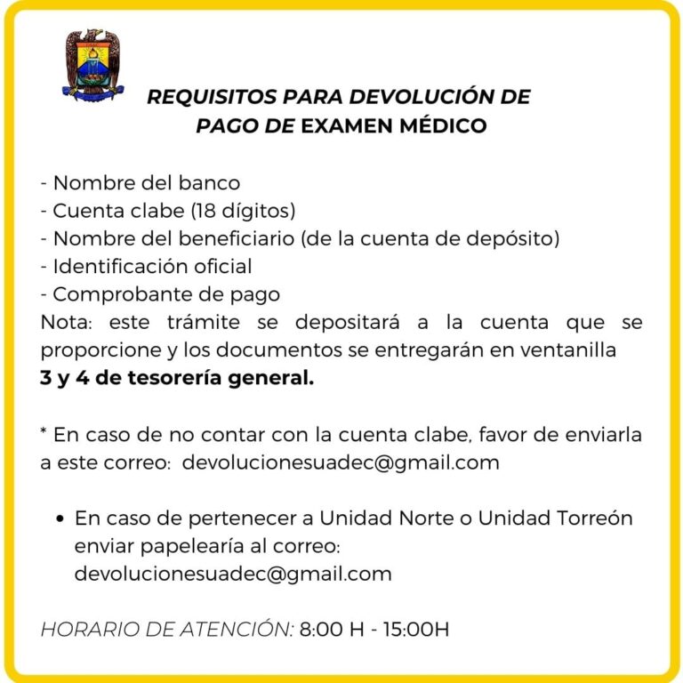 Informa UAdeC el proceso para reembolso de pagos de examen médico y ajuste de cuotas anuales de inscripción    