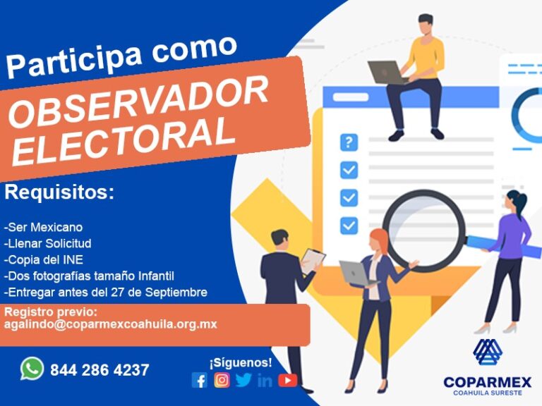 Invitan a socios de COPARMEX a participar como observadores electorales