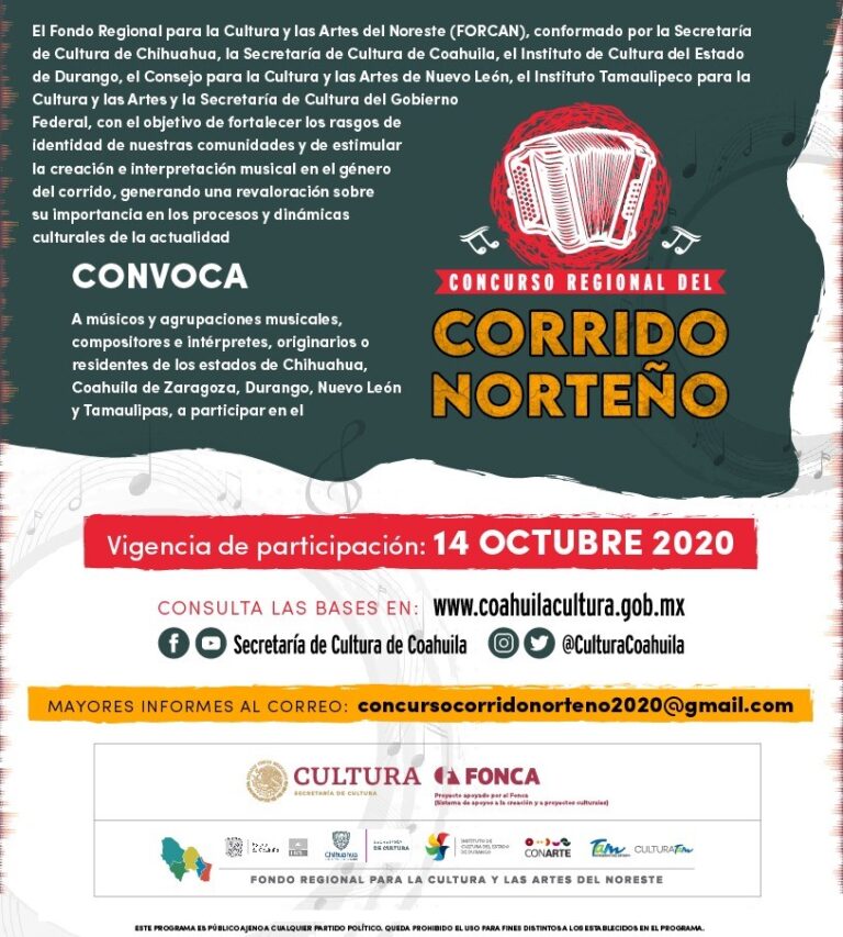 Mantiene Cultura Coahuila abierto Concurso Regional de Corrido Norteño