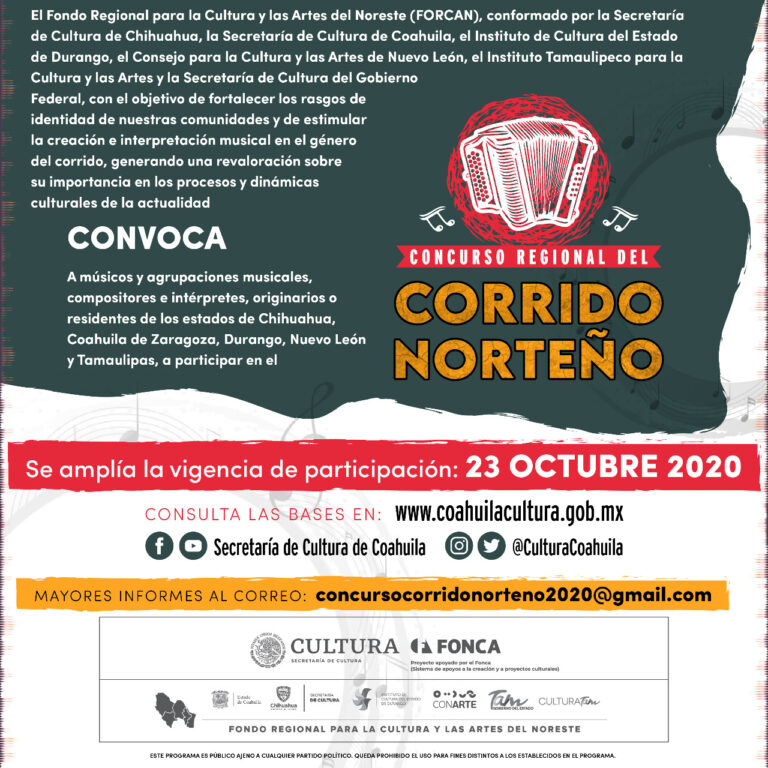 Amplía Cultura Coahuila convocatoria del Concurso Regional de Corrido Norteño