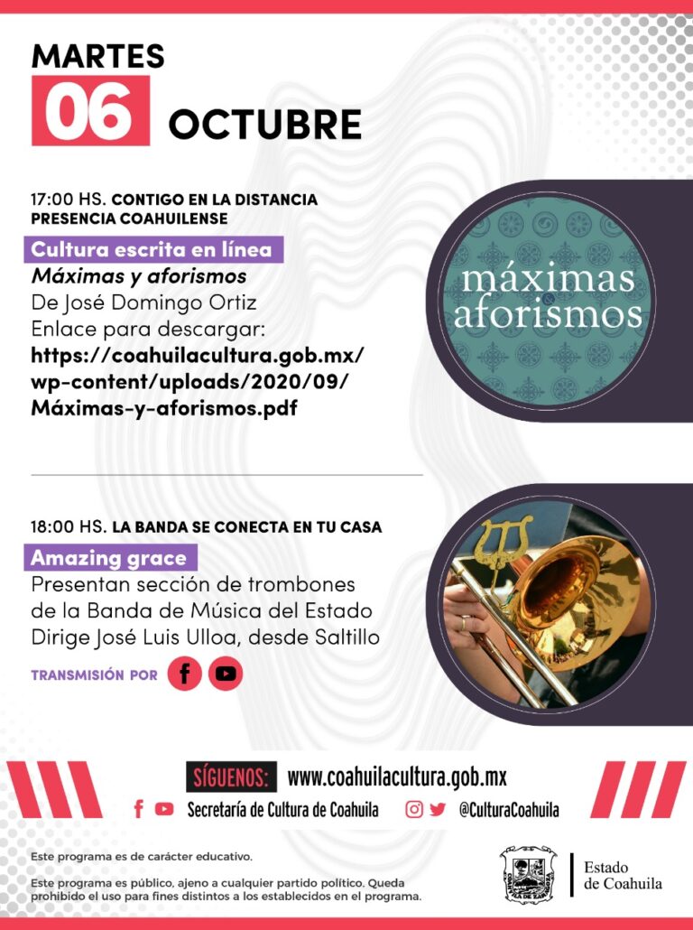 Arranca ‘La Cultura Nos Une en Línea’ con múltiples actividades el mes de octubre