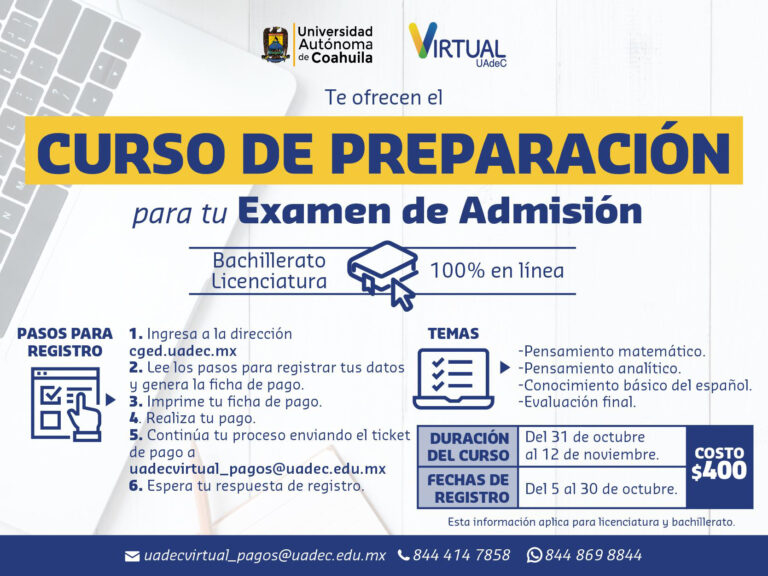 Aspirantes a ingresar a la UA de C tienen hasta el 30 de octubre para inscribirse al curso de preparación para el examen de admisión 