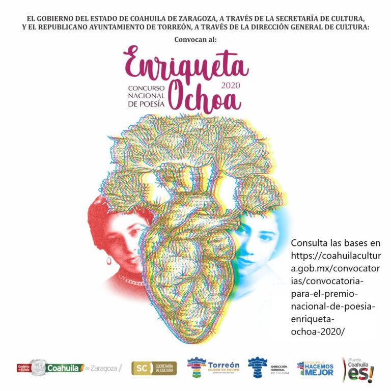 Cultura Coahuila da a conocer convocatoria para el Premio Nacional de Poesía ‘Enriqueta Ochoa’ 2020