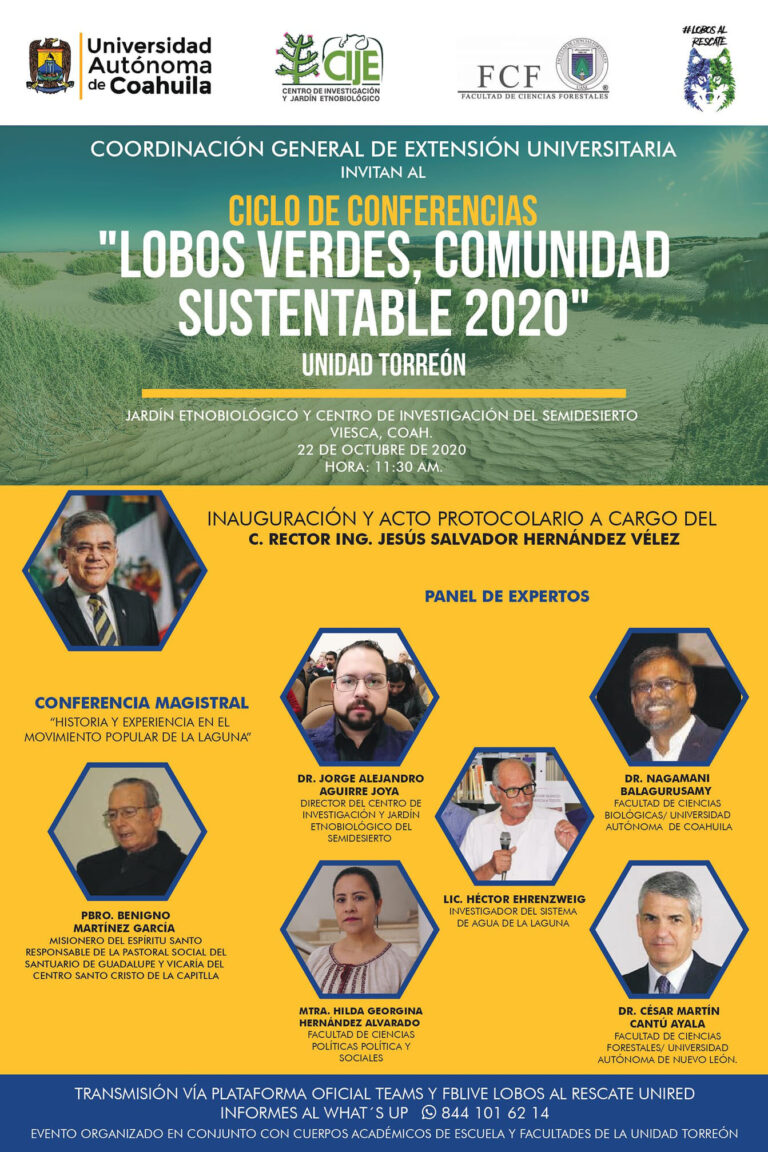 Invita Extensión Universitaria de la UA de C al ciclo de conferencias “Lobos Verdes, Comunidad Sustentable 2020” 