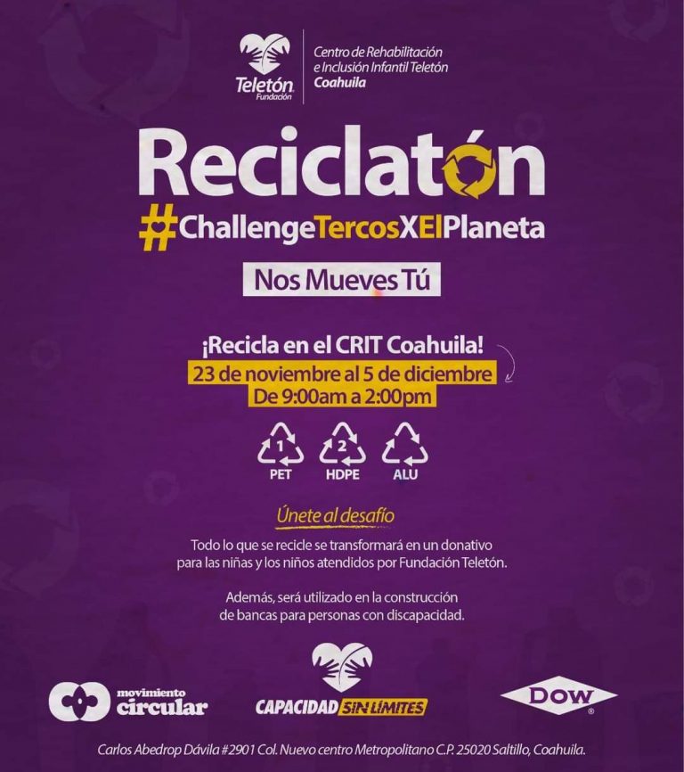 Invita CRIT Saltillo a participar en campaña de reciclaje a beneficio del Teletón