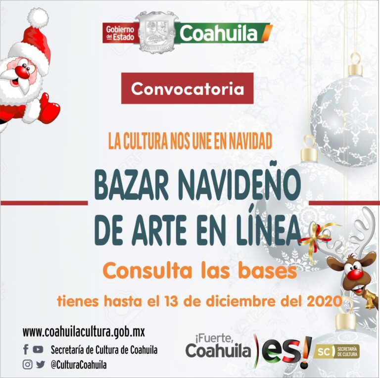 Cultura Coahuila invita a la convocatoria del Bazar Navideño de Arte en Línea