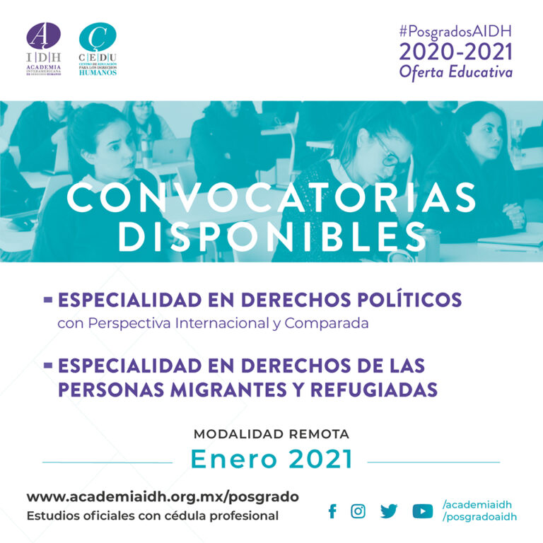 Invita UA de C a cursar la especialidad en Derechos Políticos con Perspectiva Internacional y Comparada y en Derechos de las Personas Migrantes y Refugiadas 