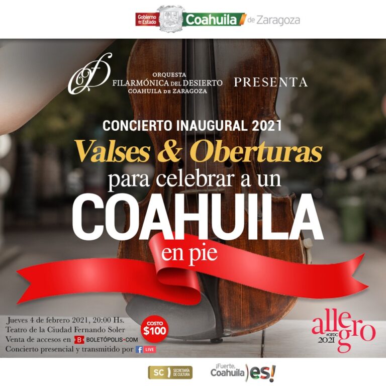 Invita Cultura Coahuila a concierto de la Orquesta Filarmónica del Desierto