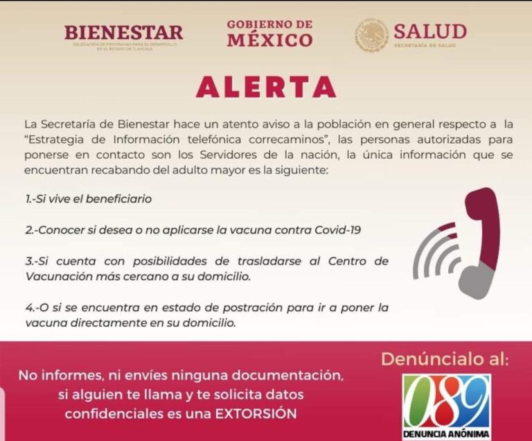 Denuncian falsa campaña telefónica para vacunar contra el COVID a adultos mayores, podría tratarse de extorsión