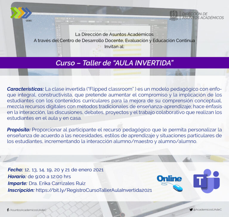 Invita UA de C al Curso-Taller “Aula Invertida” 