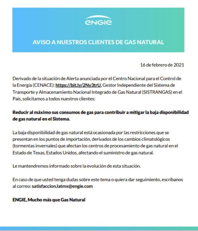 Prepárate, ahora viene también escasez de gas natural