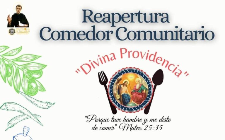 Se restablece servicio del comedor comunitario en parroquia San Nicolás de Tolentino 