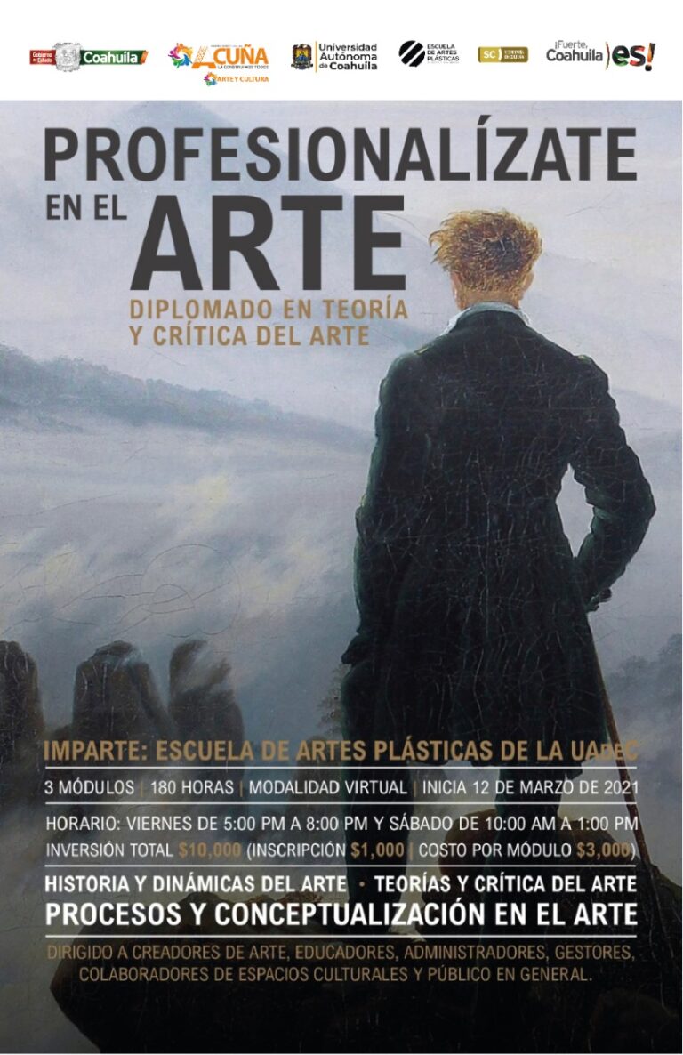 Invita Cultura Coahuila al diplomado “Profesionalízate en el Arte, Teoría y Crítica del Arte”