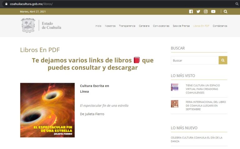 Siguen vigentes descargas de libros electrónicos en Cultura Coahuila    